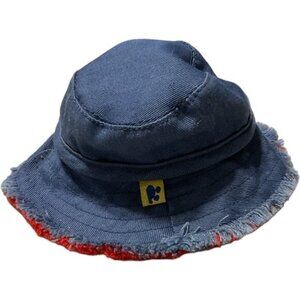 Build A Bear Distressed Denim Bucket Hat Frayed Brim Fringe Fisherman Cap